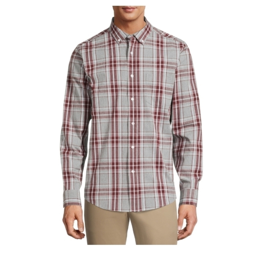 GEORGE Men's and Big Men's Long Sleeve Stretch Poplin Shirt Size 3XL (54-56)